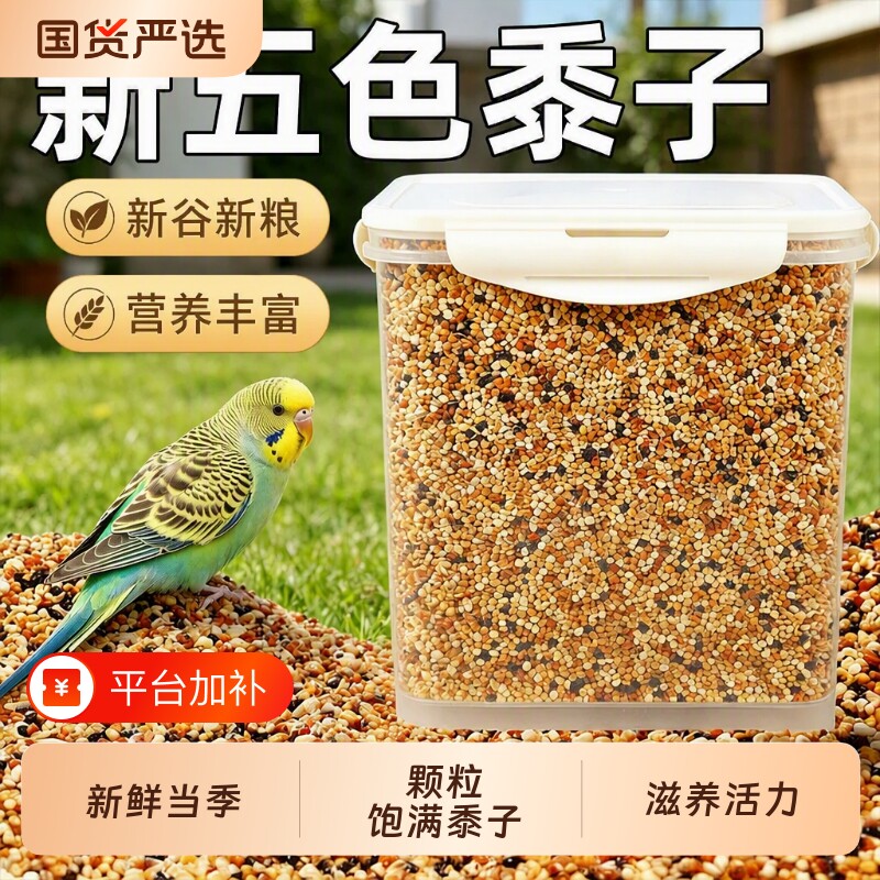 鹦鹉鸟粮饲料虎皮玄凤牡丹鸟食五色黍子带壳黄谷子小米混合专用粮