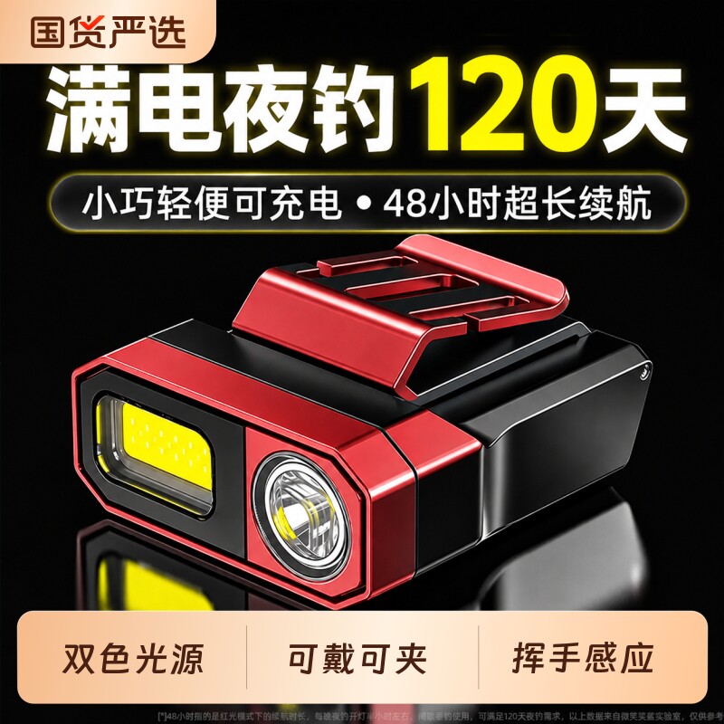 微笑鲨钓鱼头灯感应帽夹灯图片