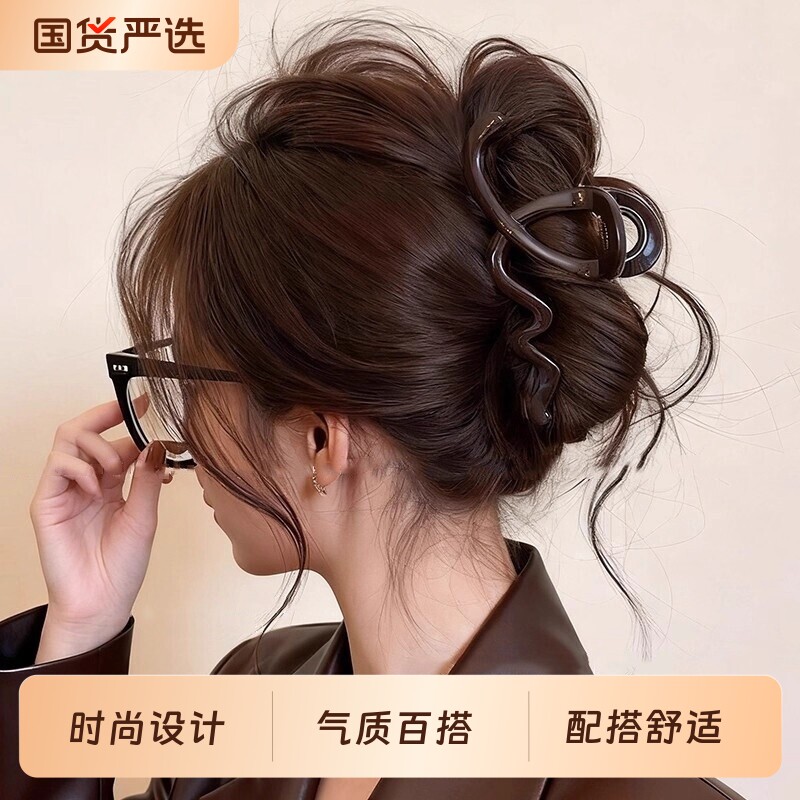 发夹鲨鱼夹抓夹女2026新高级感后脑勺盘发大号发量大发饰黑色气质