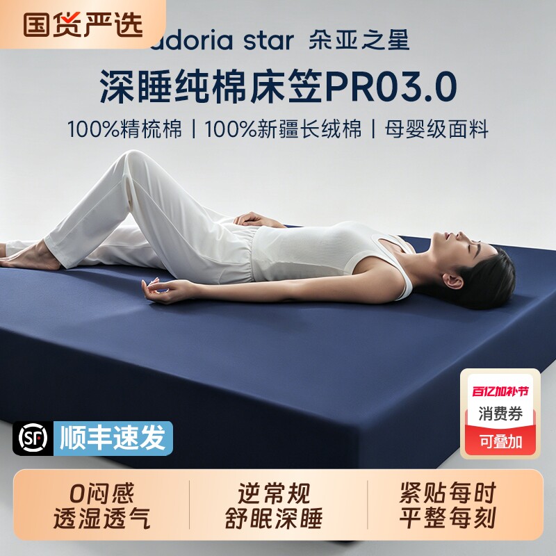 朵亚之星床笠罩纯棉100全棉单件透气床垫保护罩四季加厚防滑床套