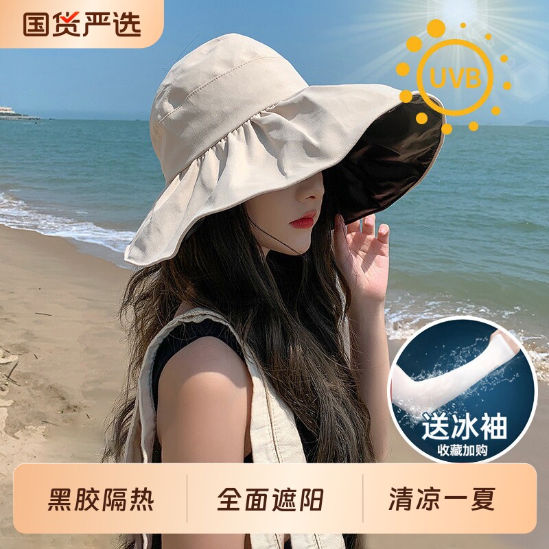 黑胶防晒帽子女夏季可折叠遮阳帽图片