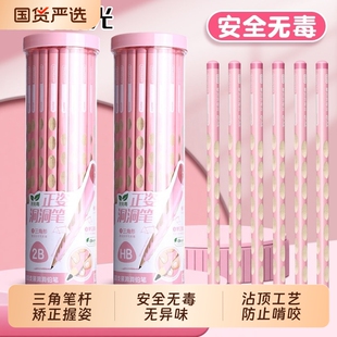 晨光2B洞洞铅笔小学生一二年级日常安全无毒HB铅笔三角笔杆矫正握姿幼儿园初学者练字写字适用文具用品无铅