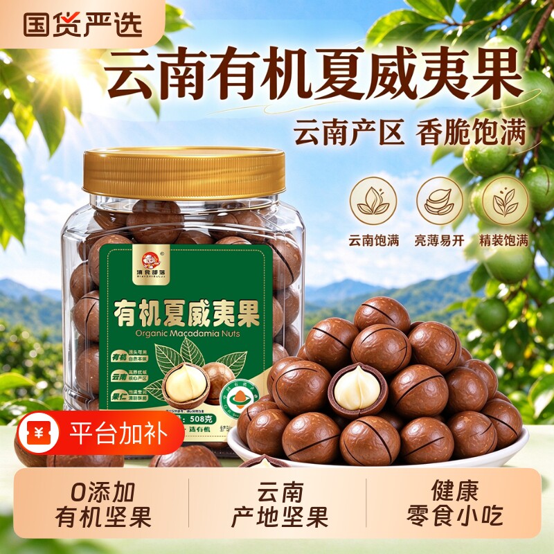 有机夏威夷特大果508g原味2026年新货休闲零食坚果批发官方旗