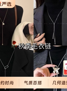 小众设计卫衣ins项链女新款秋冬高级毛衣链配饰蝴蝶蛇骨链钛钢