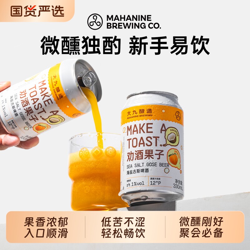 大九酿造劝酒果子海盐古斯啤酒330ml*2罐装国产精酿水果鲜啤芒果