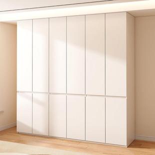 e0级实木衣柜家用卧室小户型定制上下分段式 免拉手六门衣橱 组装