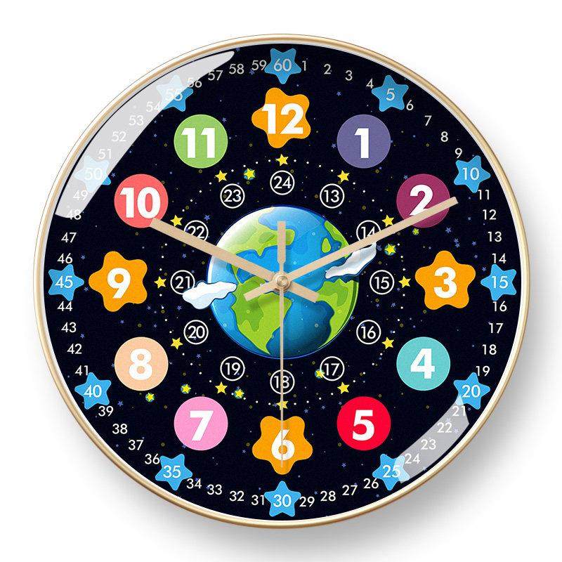 地球星球挂钟太空宇宙行星卡通搞怪时钟儿童房好看钟表自动对时墙,家居饰品,挂钟,淘宝优惠券,粉丝福利购,淘宝优惠卷