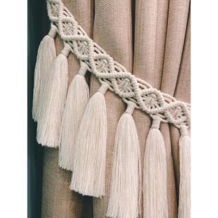 斯堪的那维亚窗帘扣带手工编织B&B样板房商店橱窗门窗帘装饰流苏