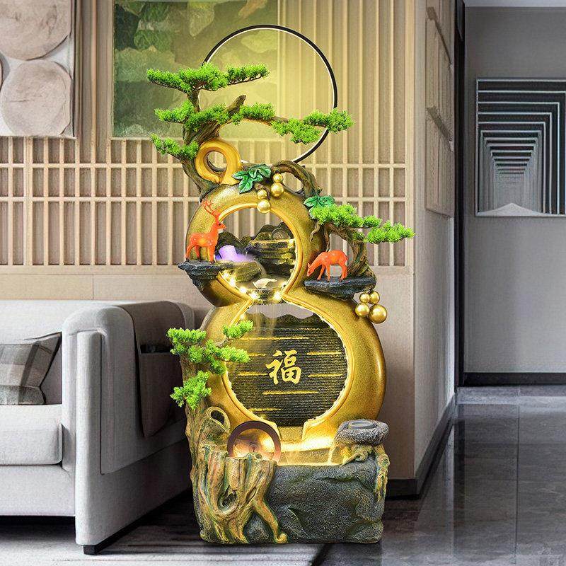 中式流水生财喷泉风水轮葫芦摆件客厅电视柜旁落地装饰开业送礼物,家居饰品,流水摆件,淘宝优惠券,粉丝福利购,淘宝优惠卷