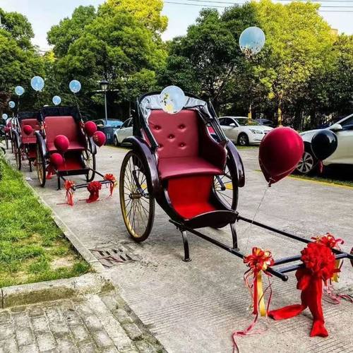 婚礼中国婚庆用品中国红人力黄包车婚庆拉人黄包车老上海黄包车