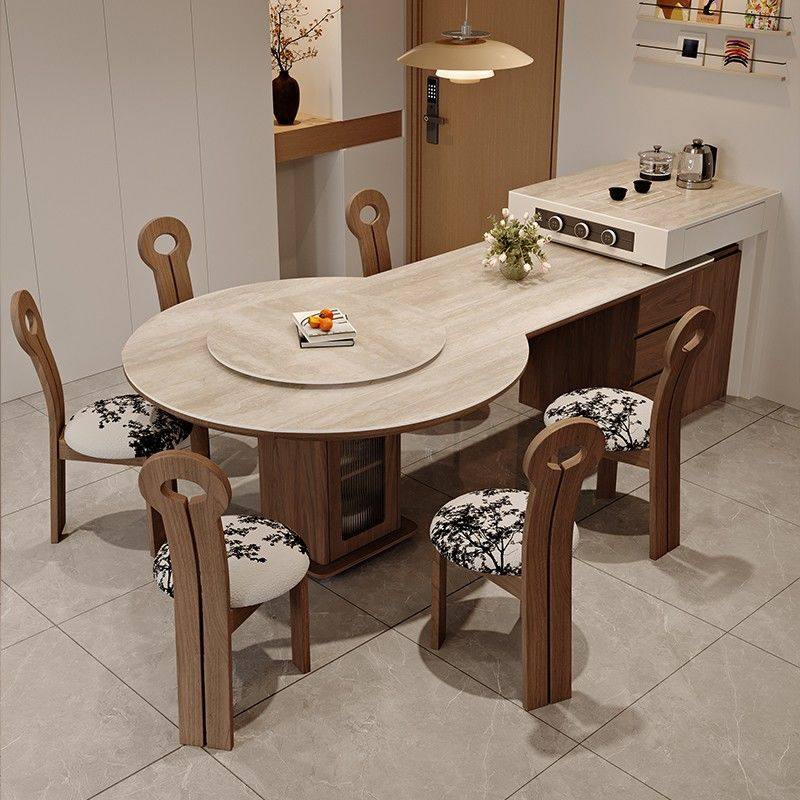 法式岛台餐桌一体家用现代简约可伸缩变圆桌多功能高端储物中岛台,住宅家具,板木餐桌,淘宝优惠券,粉丝福利购,淘宝优惠卷
