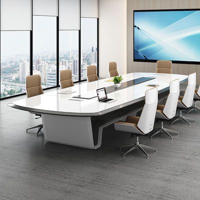 高端办公会议桌长桌简约现代会议室洽谈桌轻奢烤漆家具大型开会桌