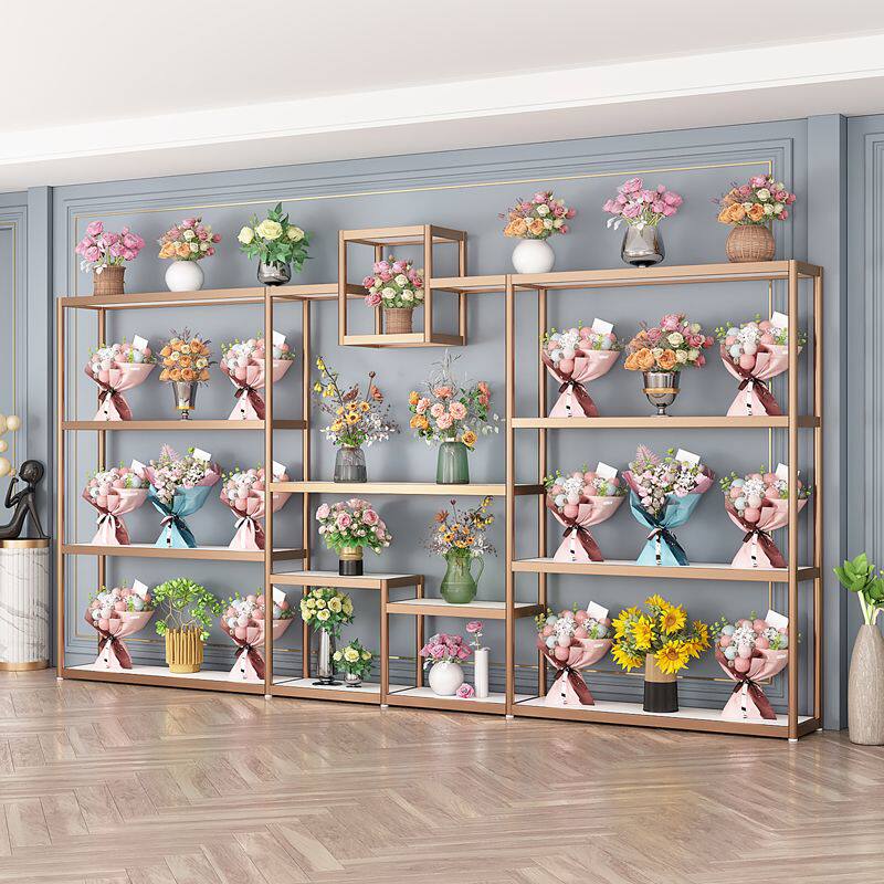 花店鲜花展示架花束礼盒花架花篮工艺品陈列架多层花店展示架定制