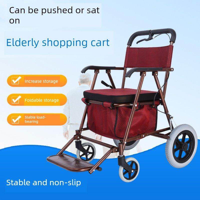 便携家用老人代步车可折叠购物四轮买菜车可推可坐老年收纳手推车,收纳整理,便携购物车,淘宝优惠券,粉丝福利购,淘宝优惠卷