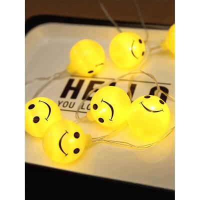 网红笑脸灯云表情装饰灯串女孩心房间布局流行彩灯闪烁串灯
