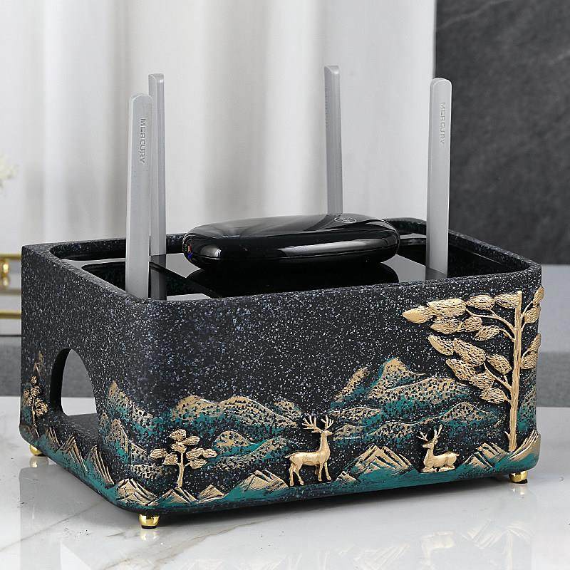 新中式光猫无线路由器收纳盒客厅网路线电源插座遮挡盒桌面数据线,收纳整理,路由器收纳盒/架,淘宝优惠券,粉丝福利购,淘宝优惠卷