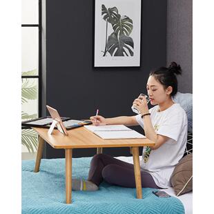 加高实木腿床上桌书桌宿舍学习折叠懒人桌增高工作台用桌大号