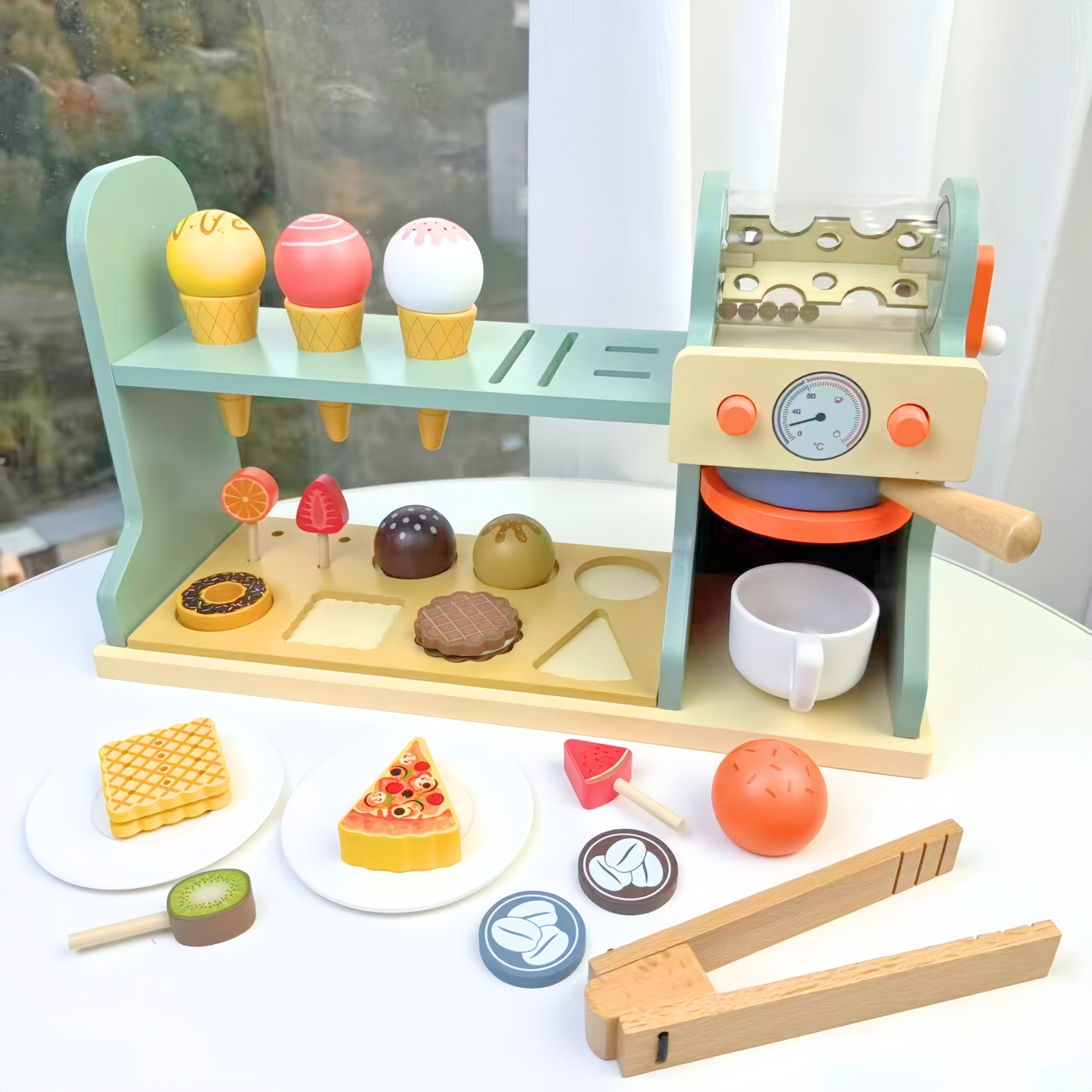 木质仿真冰淇淋咖啡机下午茶套装