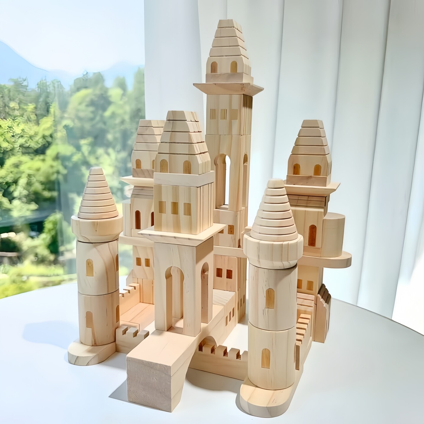 宝宝木头城堡积木0到3岁婴儿童6男孩女孩2早教益智大颗粒拼装玩具