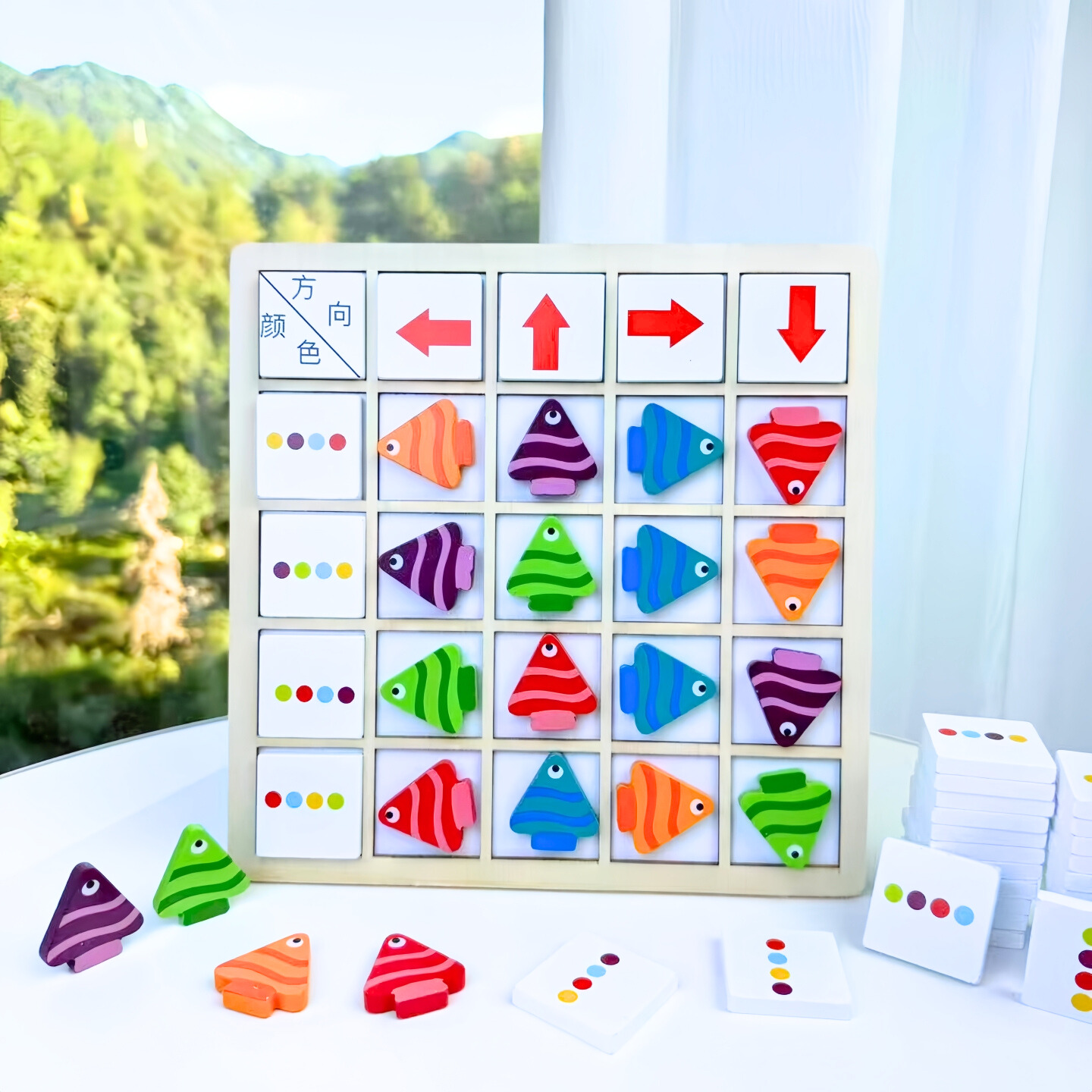 磁力小鱼找方向教具颜色排序配对