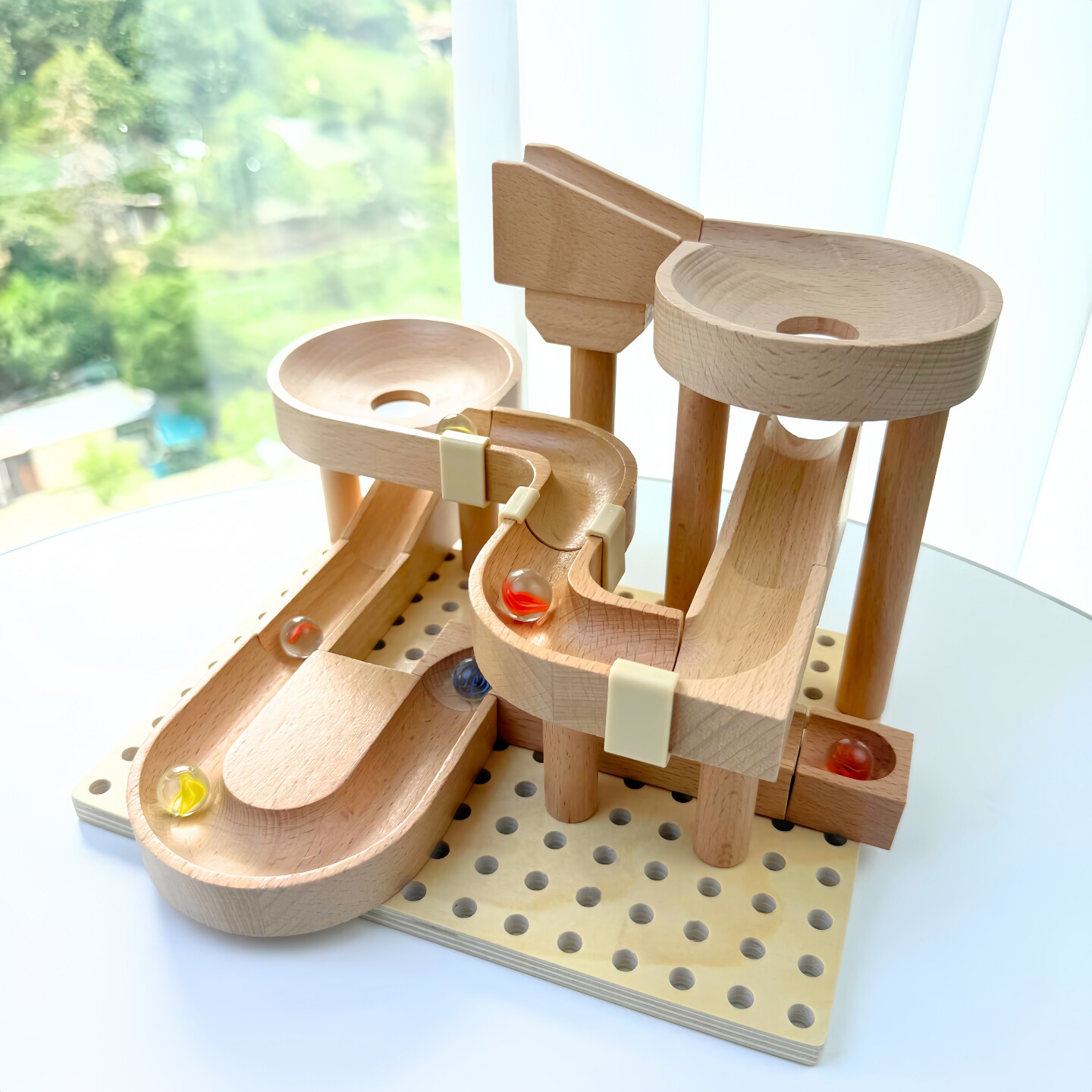 儿童积木滚珠轨道拼装弹珠益智力开发玩具木质男女孩生日礼物桌游