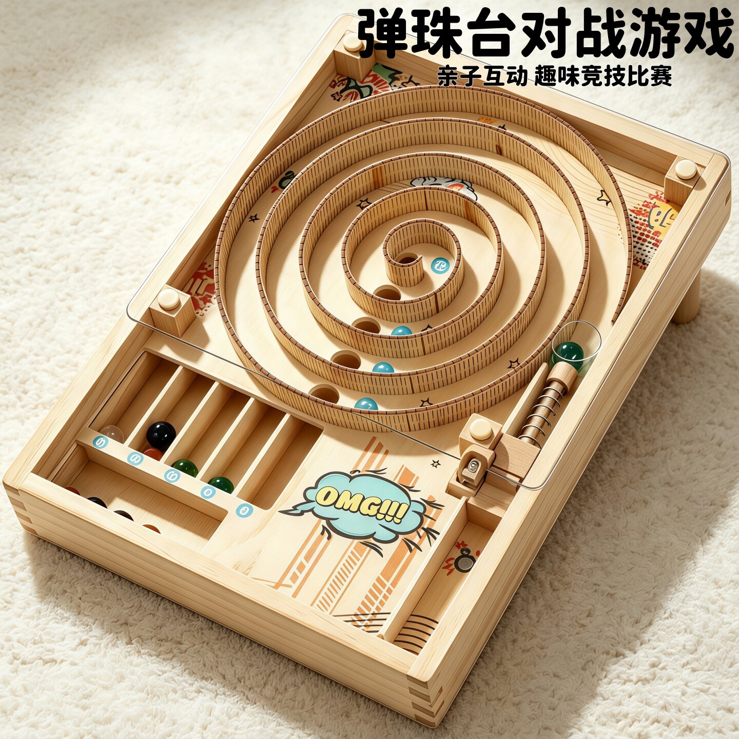木制对战弹珠子游戏机射击打珠台
