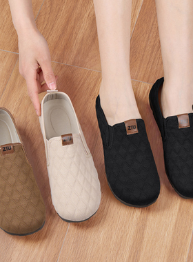 老北京布鞋女2025新款春秋中老年单鞋一脚蹬防滑软底平底妈妈鞋