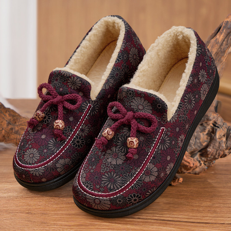 老北京棉鞋女冬季加绒2025新款保暖一脚蹬布鞋防滑秋冬厚底豆豆鞋,女鞋,棉鞋,淘宝优惠券,粉丝福利购,淘宝优惠卷