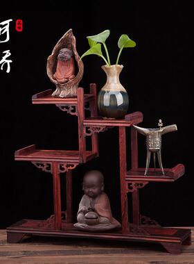 红酸枝小博古架中式展示架子宝多花瓶摆件工艺品紫砂壶阁红木底座