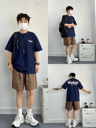 男装2024新款夏装小众设计师男装高级感穿搭套装男夏装T恤一整套
