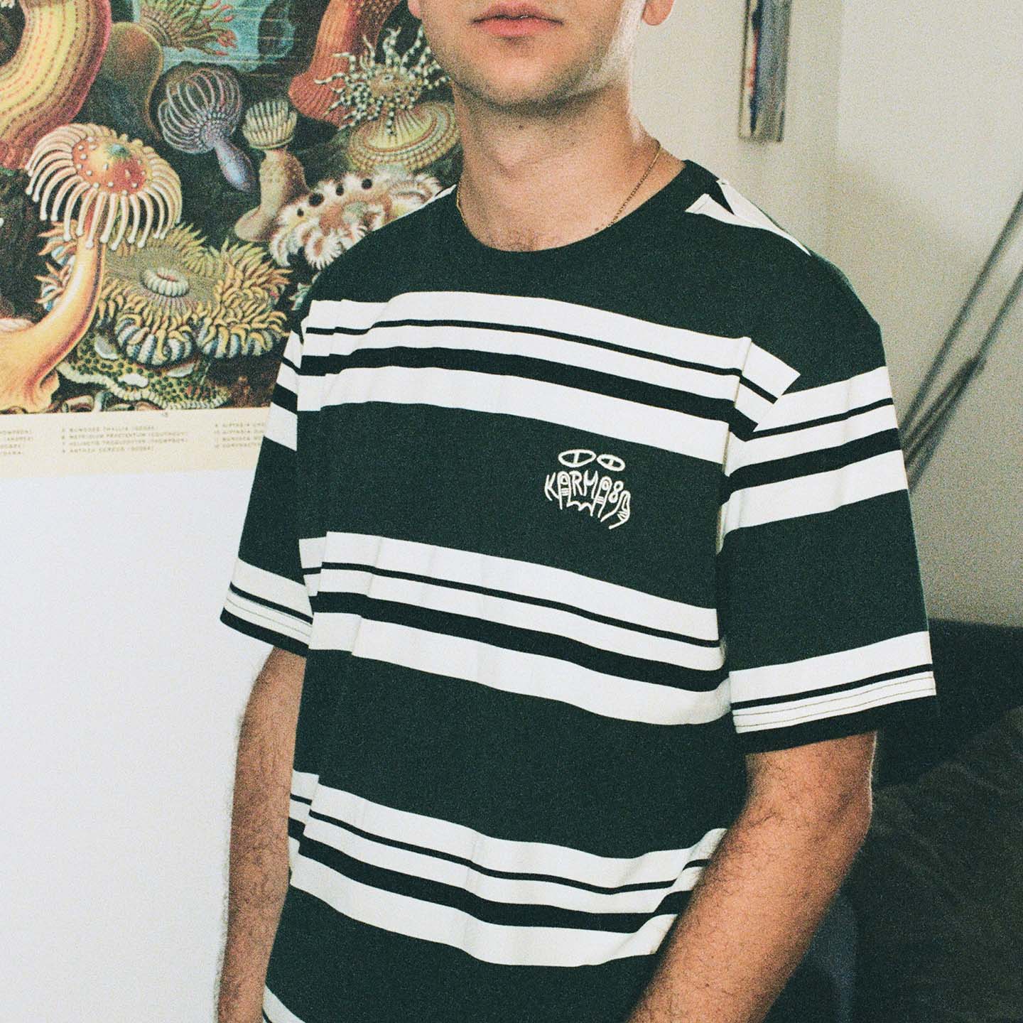 Karma8a法国攀岩条纹短袖T恤男攀岩Tee复古百搭纯棉攀岩抱石T恤