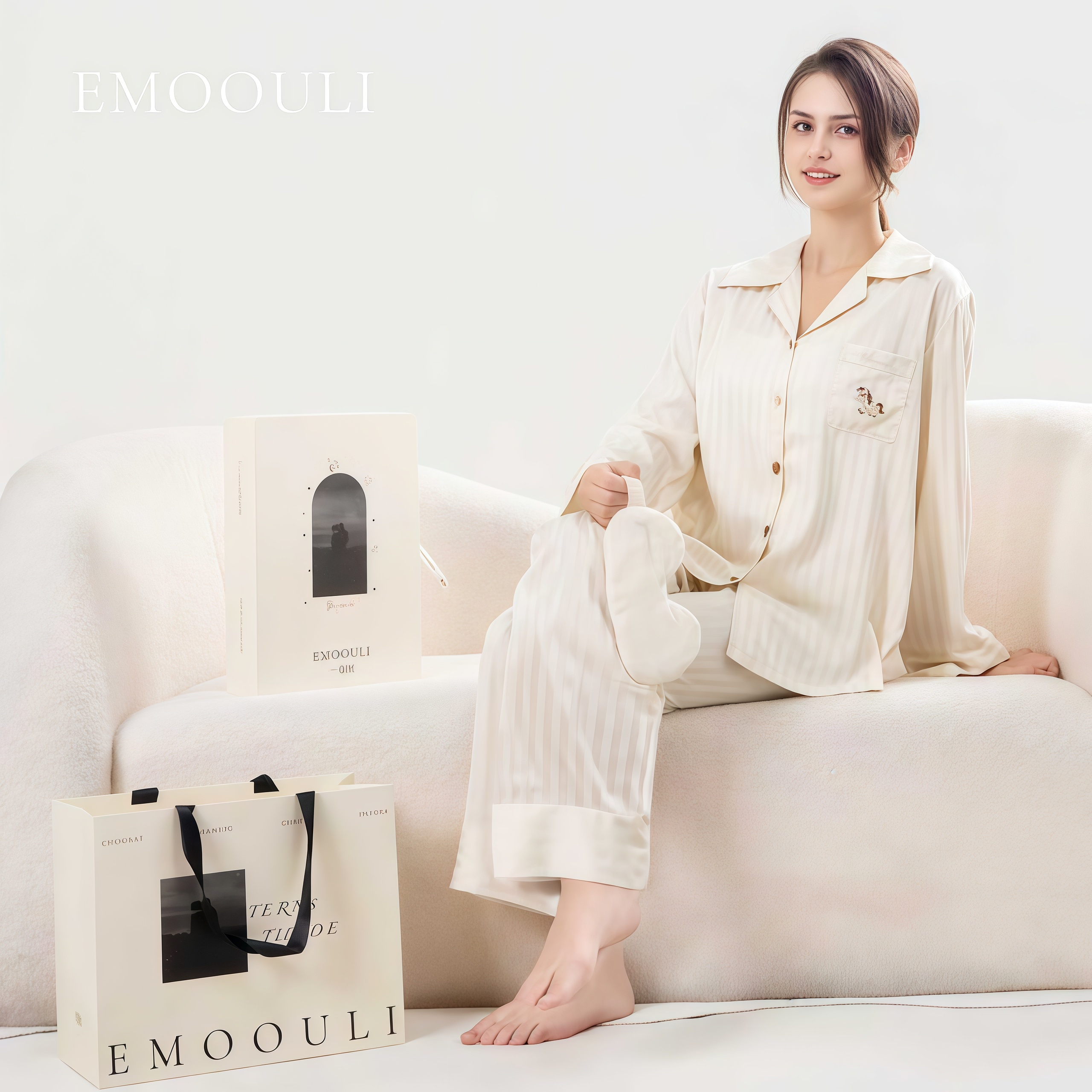 一暮里可定制刺绣情侣装家居服