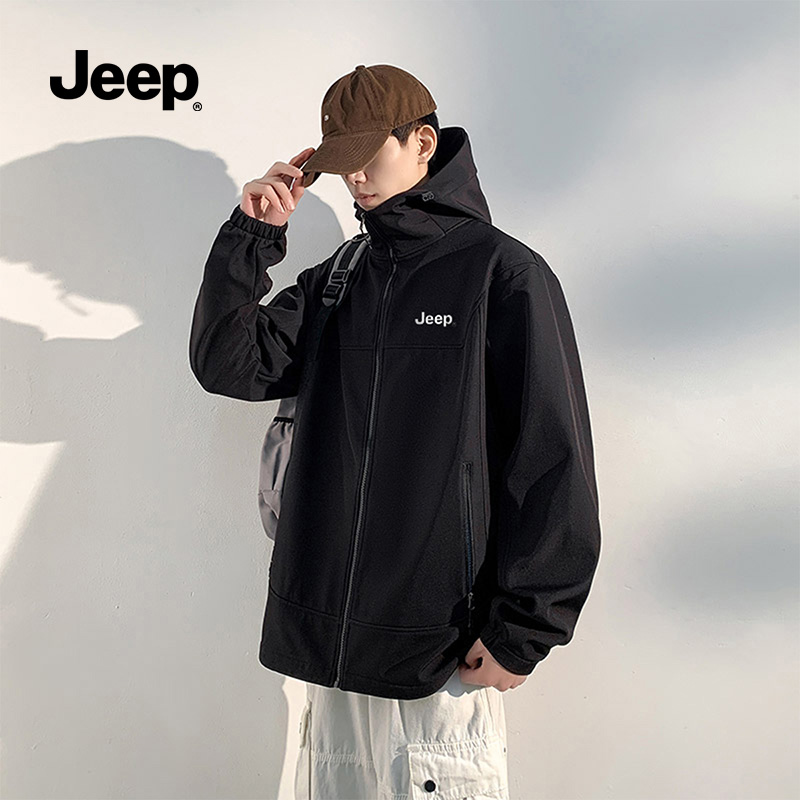 Jeep吉普冲锋外套男户外防风防泼