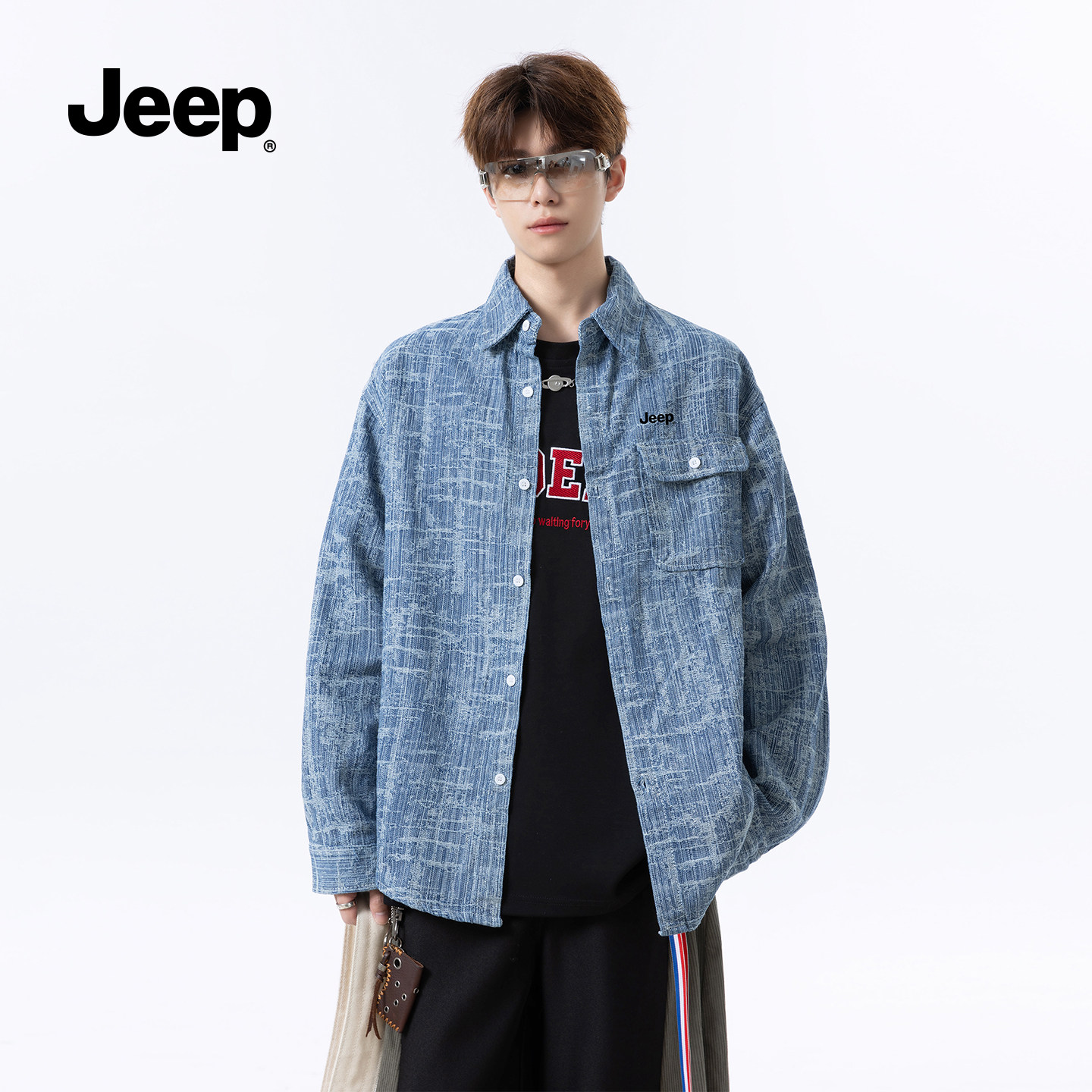 Jeep吉普美式牛仔外套男宽松