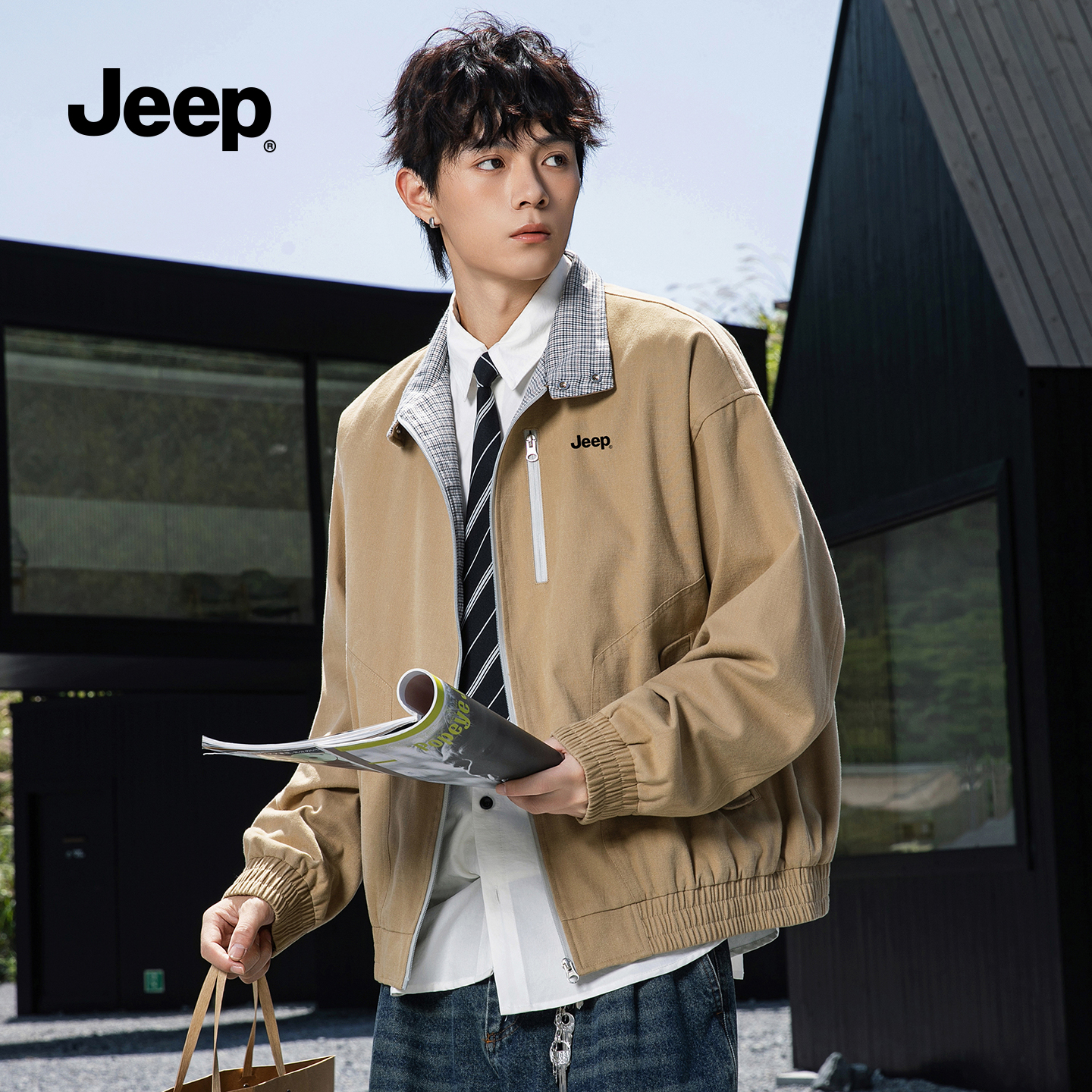 吉普男士防风外套秋季情侣夹克