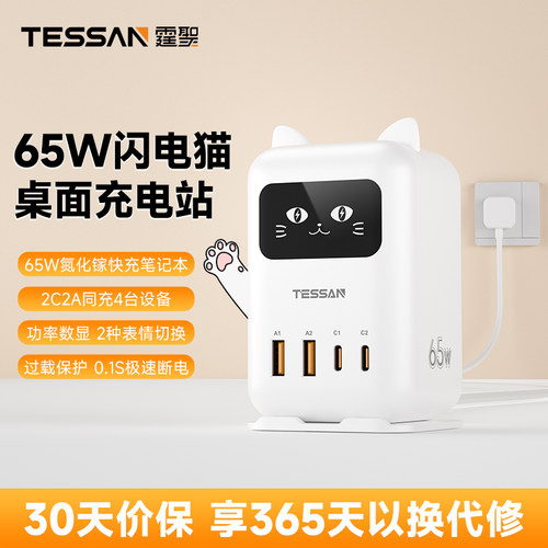 TESSAN霆圣65W闪电猫桌面充电站