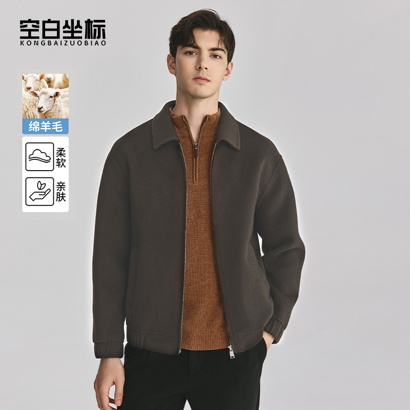毛呢外套通勤翻领羊毛夹克男士