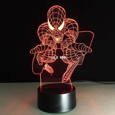 网红3D Mode Spiderman Ironman Creative Cartoon LED Night Lig