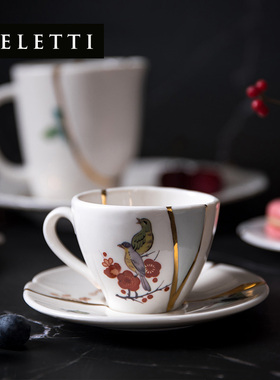 Seletti陶瓷金缮咖啡杯24K金轻奢餐具工艺品礼品