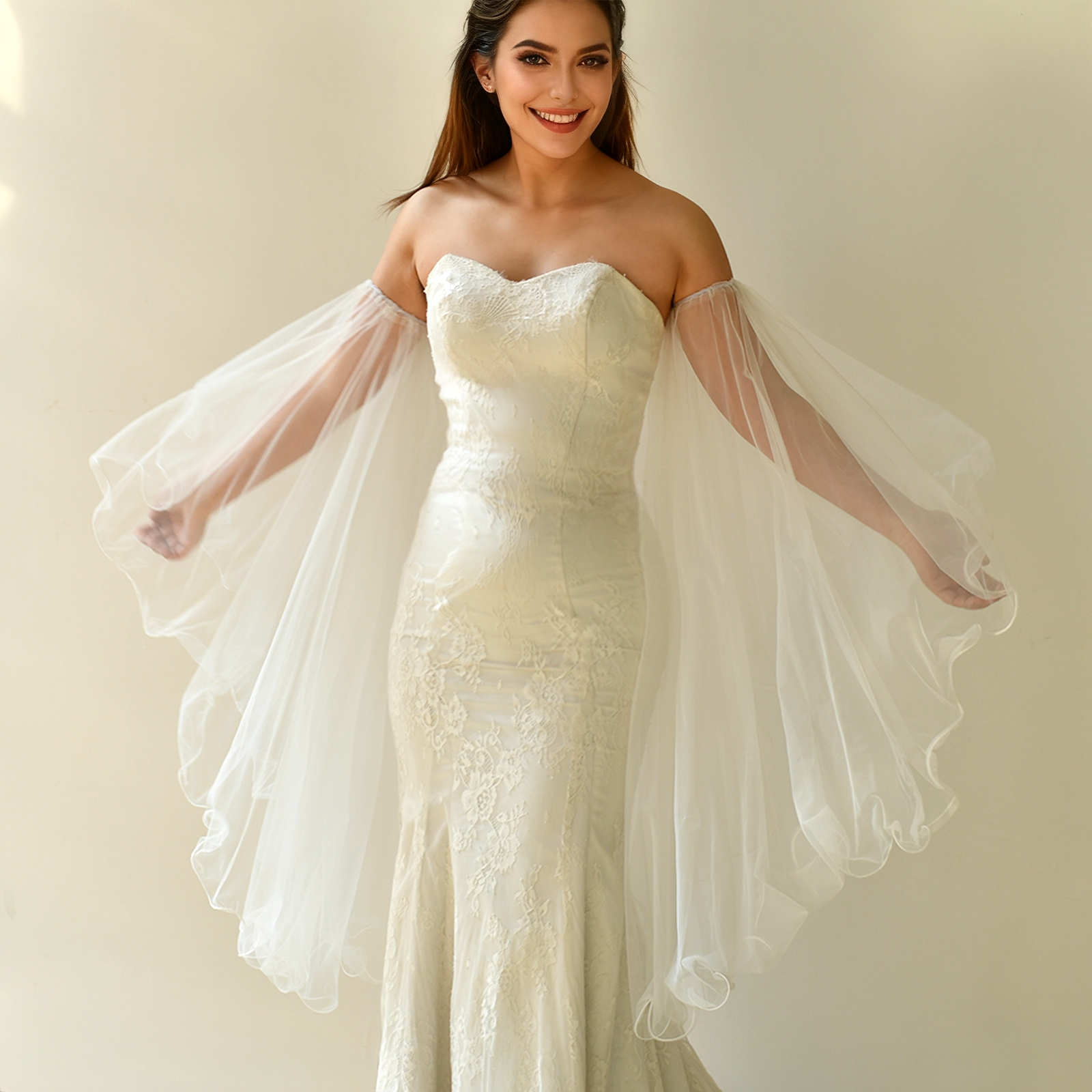 悦己仙气婚礼礼服遮肉显瘦手套