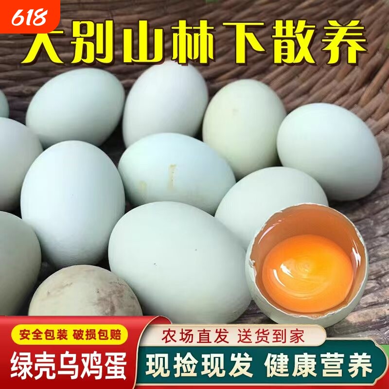 绿壳乌鸡蛋土鸡蛋40枚儿童孕妇初生蛋新鲜谷物蛋大别山农家散养