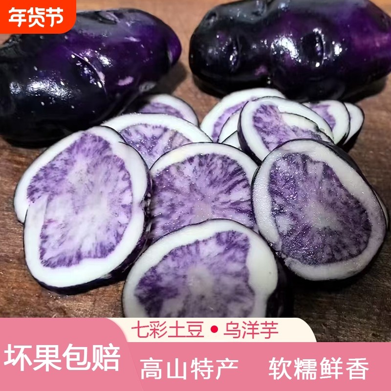 土豆贵州乌洋芋高山转心乌紫洋芋紫色七彩紫马铃薯小