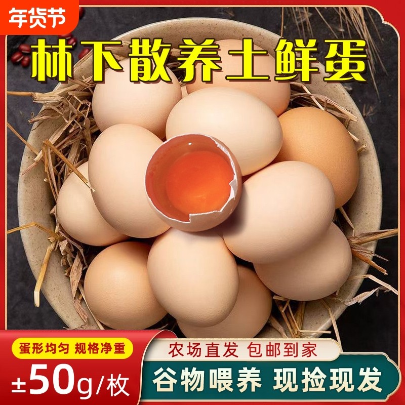 新鲜鸡蛋农家散养真正的土鸡蛋正宗30枚湖北大别山虫草谷物蛋喂养