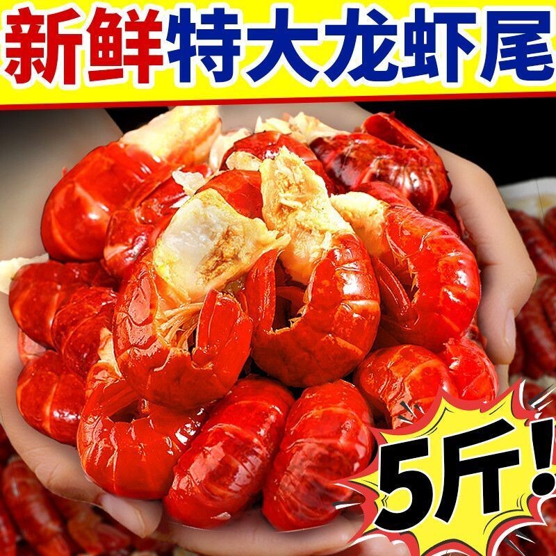龙虾尾冷冻鲜活小龙虾无冰衣龙虾尾特级大号虾球鲜冻批发生鲜整箱