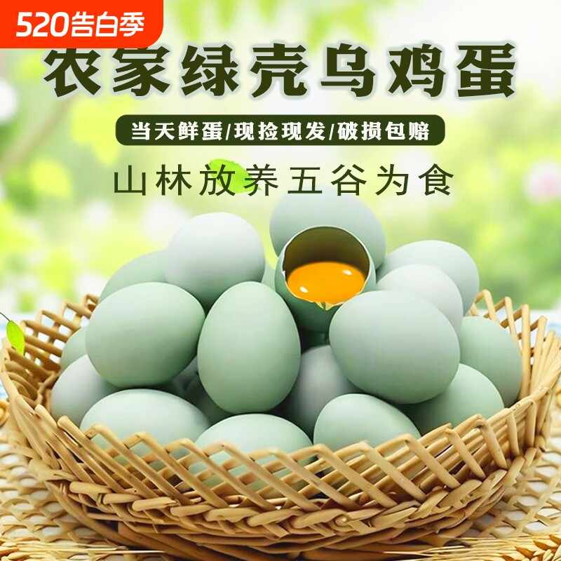 【50枚家庭装】新鲜乌鸡蛋宝宝孕妇蛋月子蛋农家散养绿壳蛋土鸡蛋