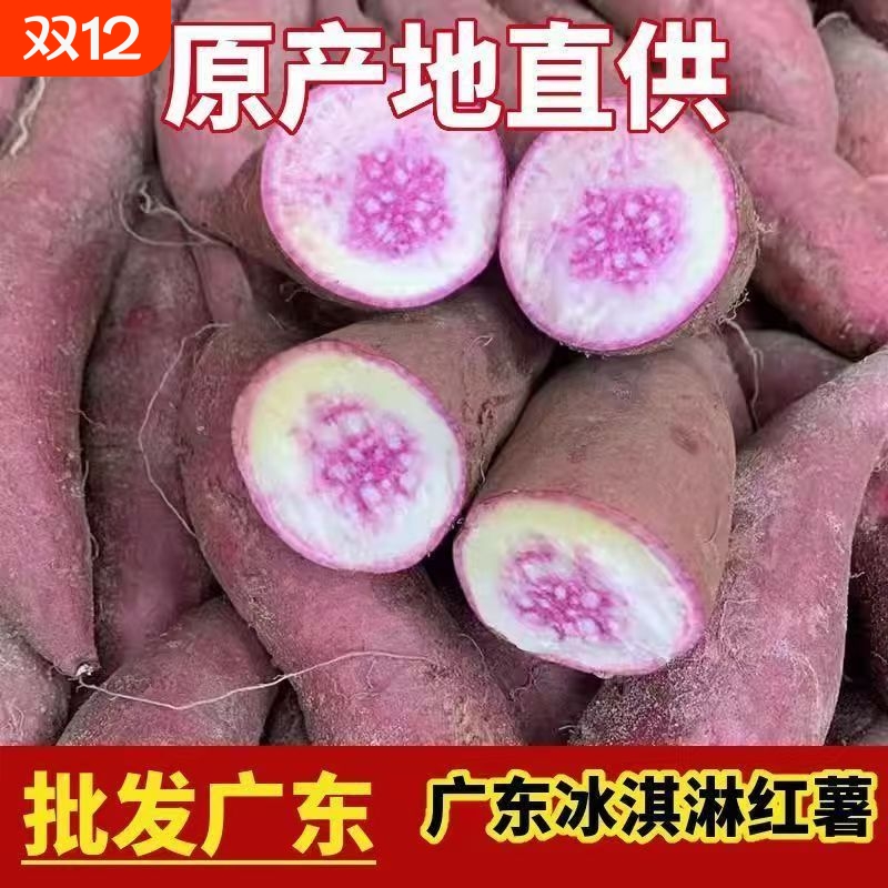 广东茂名正宗沙地冰淇淋红薯一点红番薯新鲜现挖板栗花心地瓜蜜薯