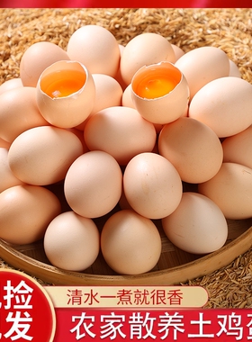 农家散养鸡蛋谷物50枚新鲜柴鸡蛋农村笨鸡蛋初生蛋现拣农场珍珠