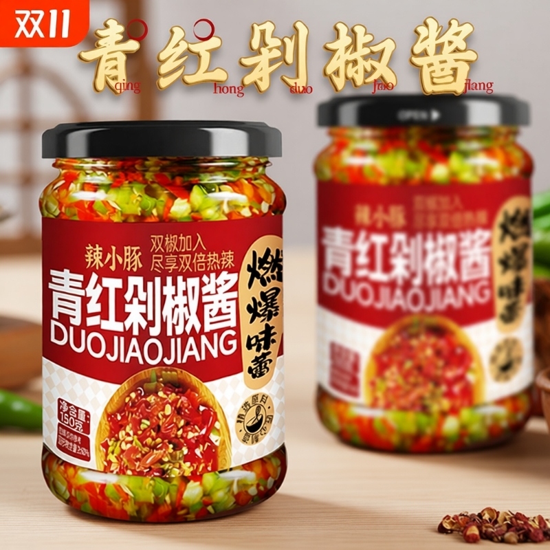 辣小豚青红剁椒酱炒菜酱彩椒酱