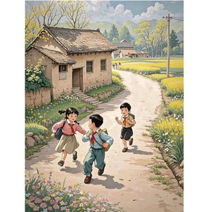 农村童年怀旧复古装 饰贴画客厅卧室房间出租屋墙窗贴风景自粘贴纸