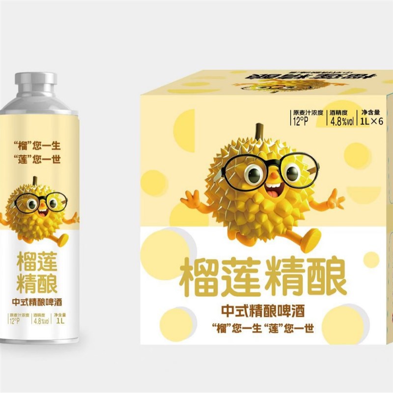 速发中式榴莲精酿啤酒1升*6瓶整箱12P原浆西梅精酿啤酒桶装单瓶